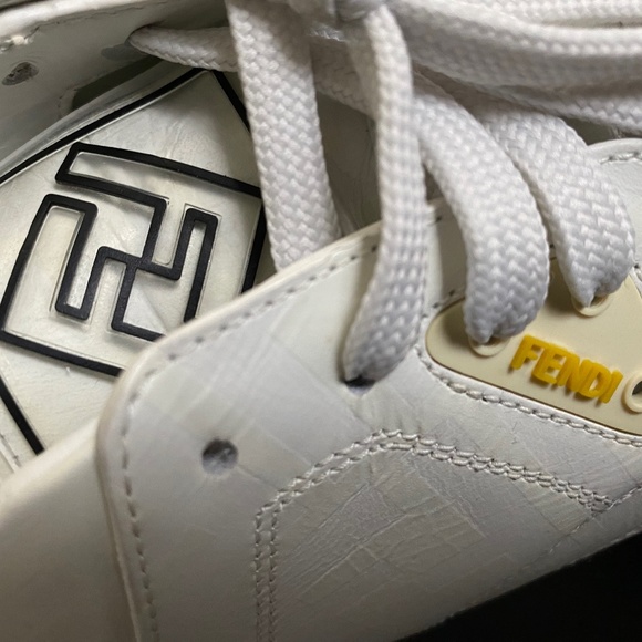 Fendi white leather trainers rubber shoes monogram double F size 7 Italy low cut main image 9
